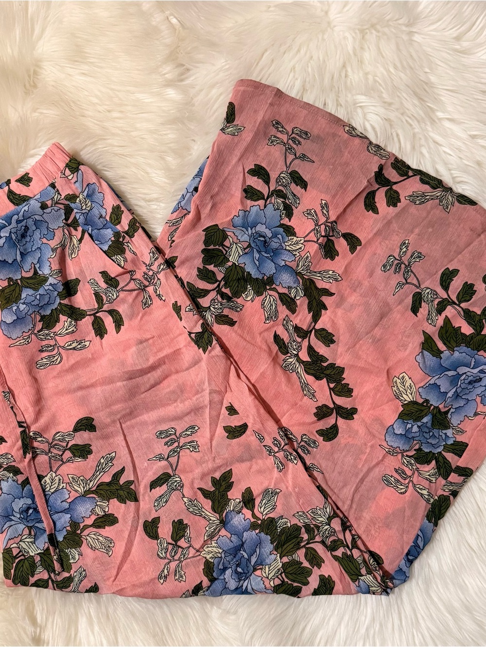 Pink Floral Straight-Leg Women's Pants